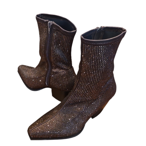 NWT Gianni Bini Star-Crossed Rhinestone Western Boots Brown 9.5 - Picture 5 of 8